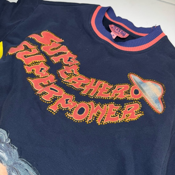 MUKZIN “Superhero” Navy Studded Sweater - Picture 4 of 6